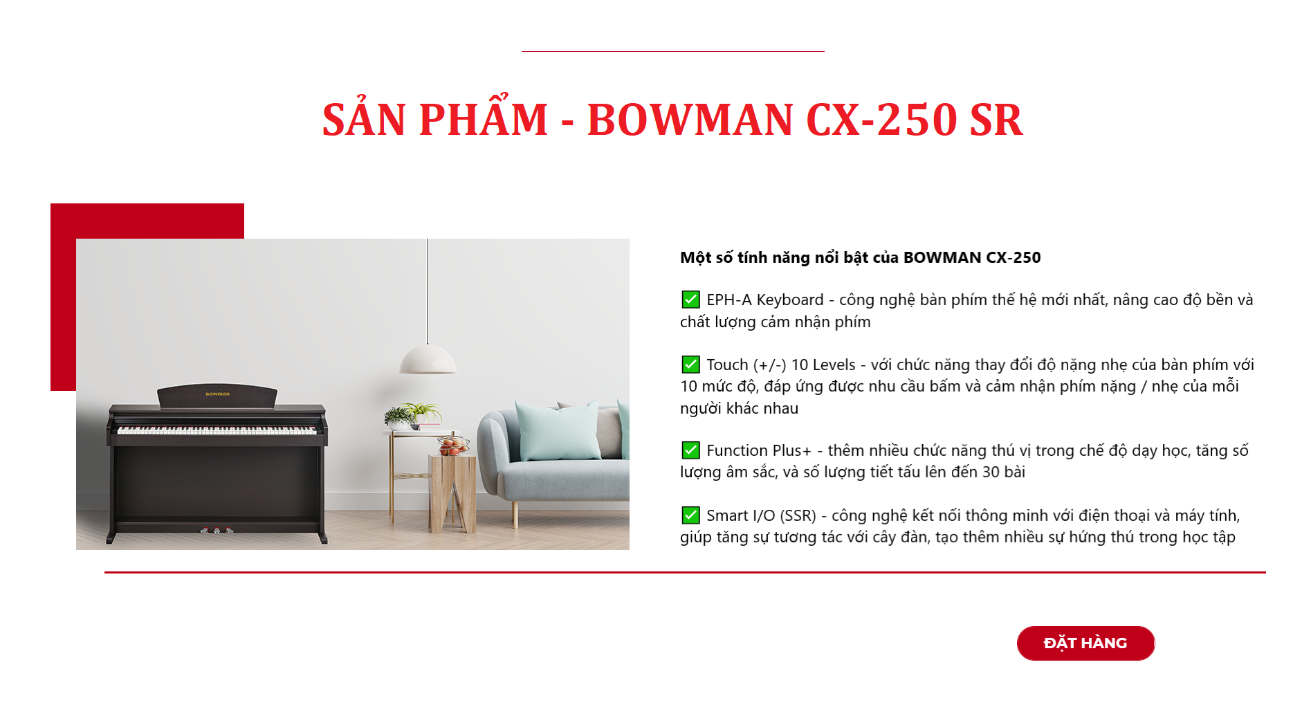 Những tính năng nổi bật của sản phẩm PIANO điện MỚI - BOWMAN CX-250